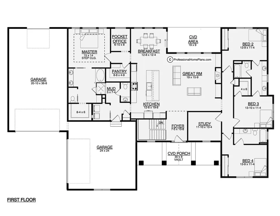 The Taurus main level floor plan